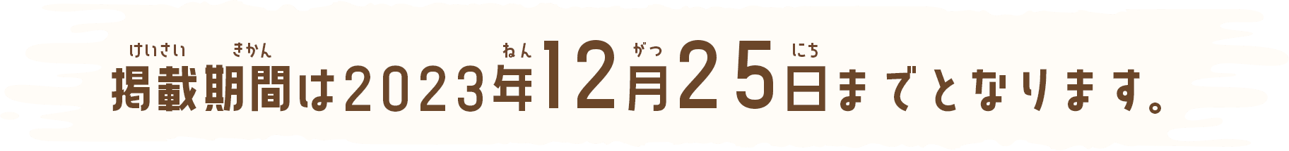 掲載期間は2023年12月25日までとなります。