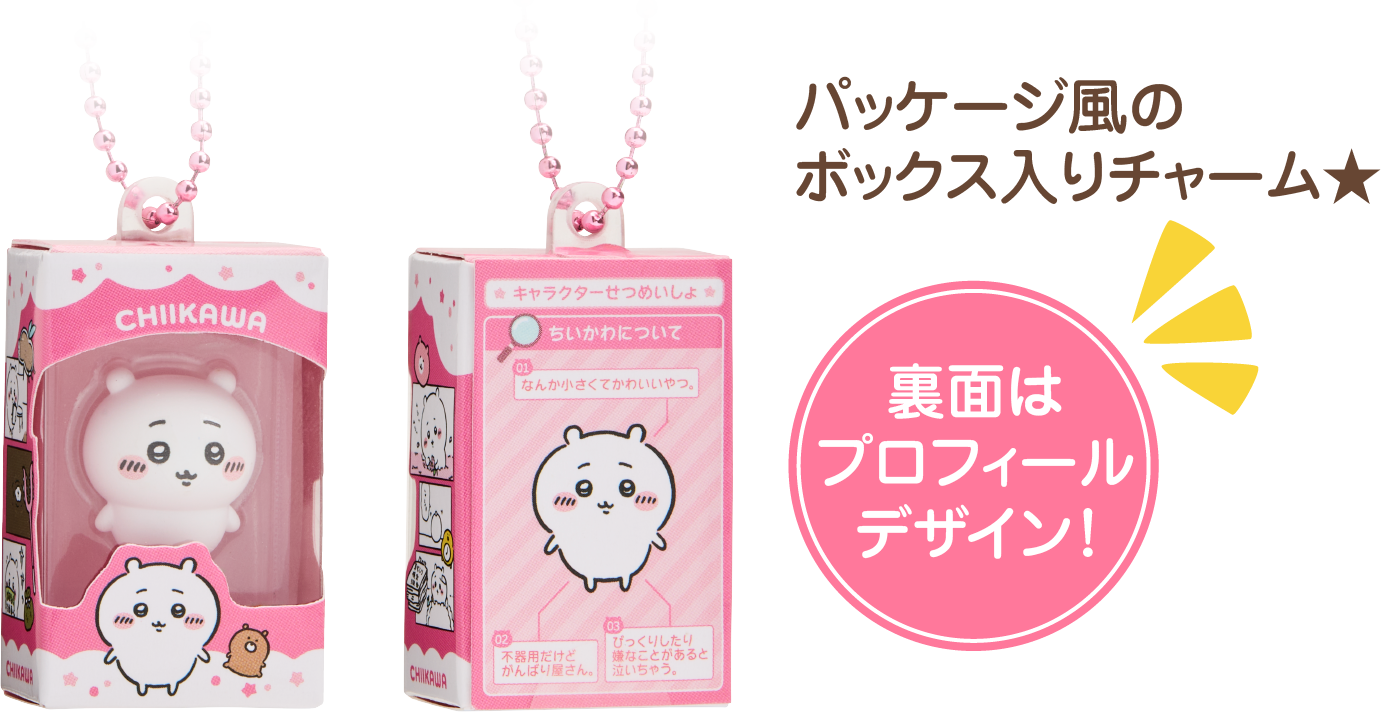 パッケージ風のボックス入りチャーム★ 裏面はプロフィルデザイン!