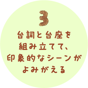 3.台詞と台座を組み立てて、印象的なソーンがよみがえる