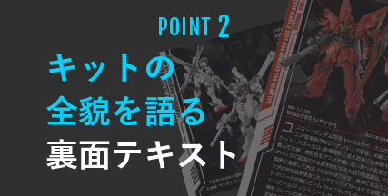 POINT2 キットの全貌を語る背面テキスト