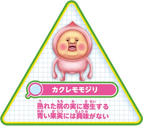 【カクレモモジリ】熟れた桃の実に寄生する青い果実には興味がない。