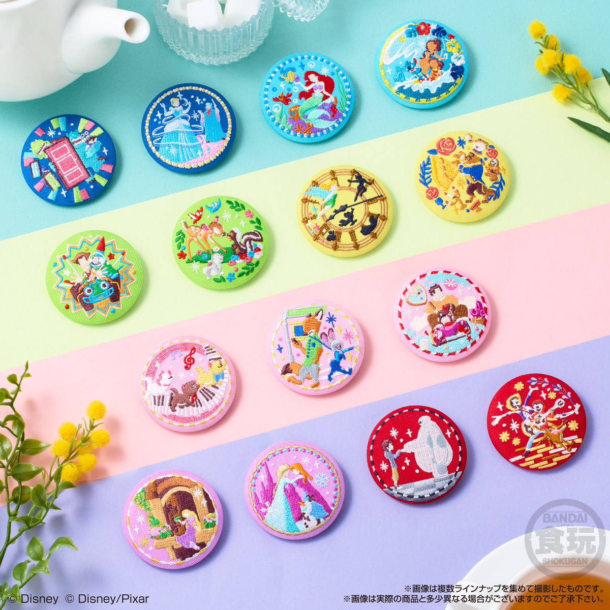 【 ディズニー 】刺繍缶バッジ 第1弾 第2弾 全30種 コンプセット Disney Characters 刺繍缶バッジビスケット2（再販）｜発売日：2026年7