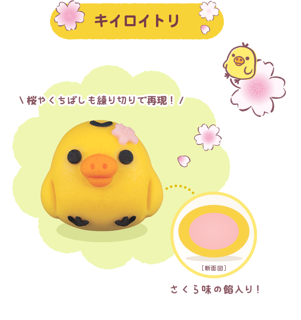 ２）キイロイトリ：桜やくちばしも練り切りで再現！