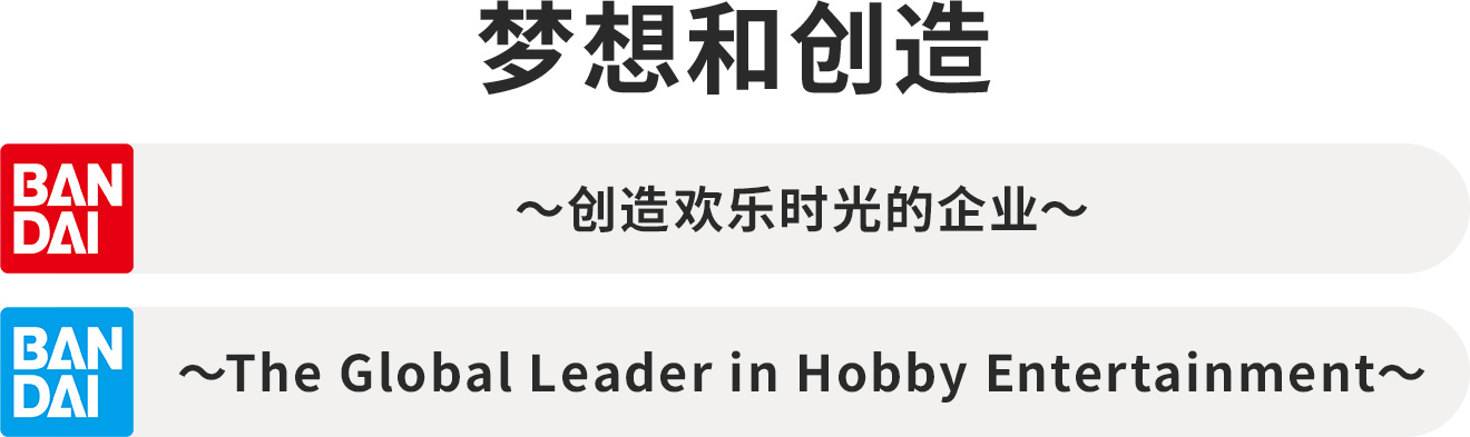 梦想和创造 | BANDAI～创造欢乐时光的企业～ | BANDAI SPIRITS～The Global Leader in Hobby Entertainment～