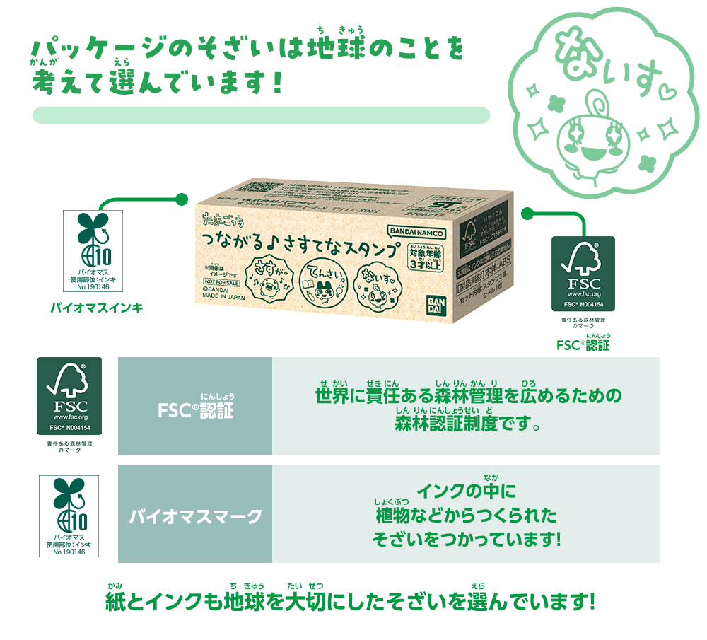 パッケージのそざいは地球のことを考えて選んでいます！