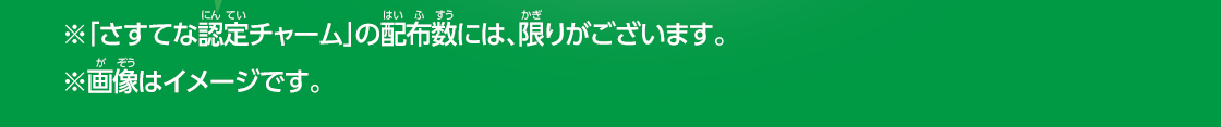 ※「さすてな認定チャーム」の配布数には、限りがございます。 ※画像はイメージです。